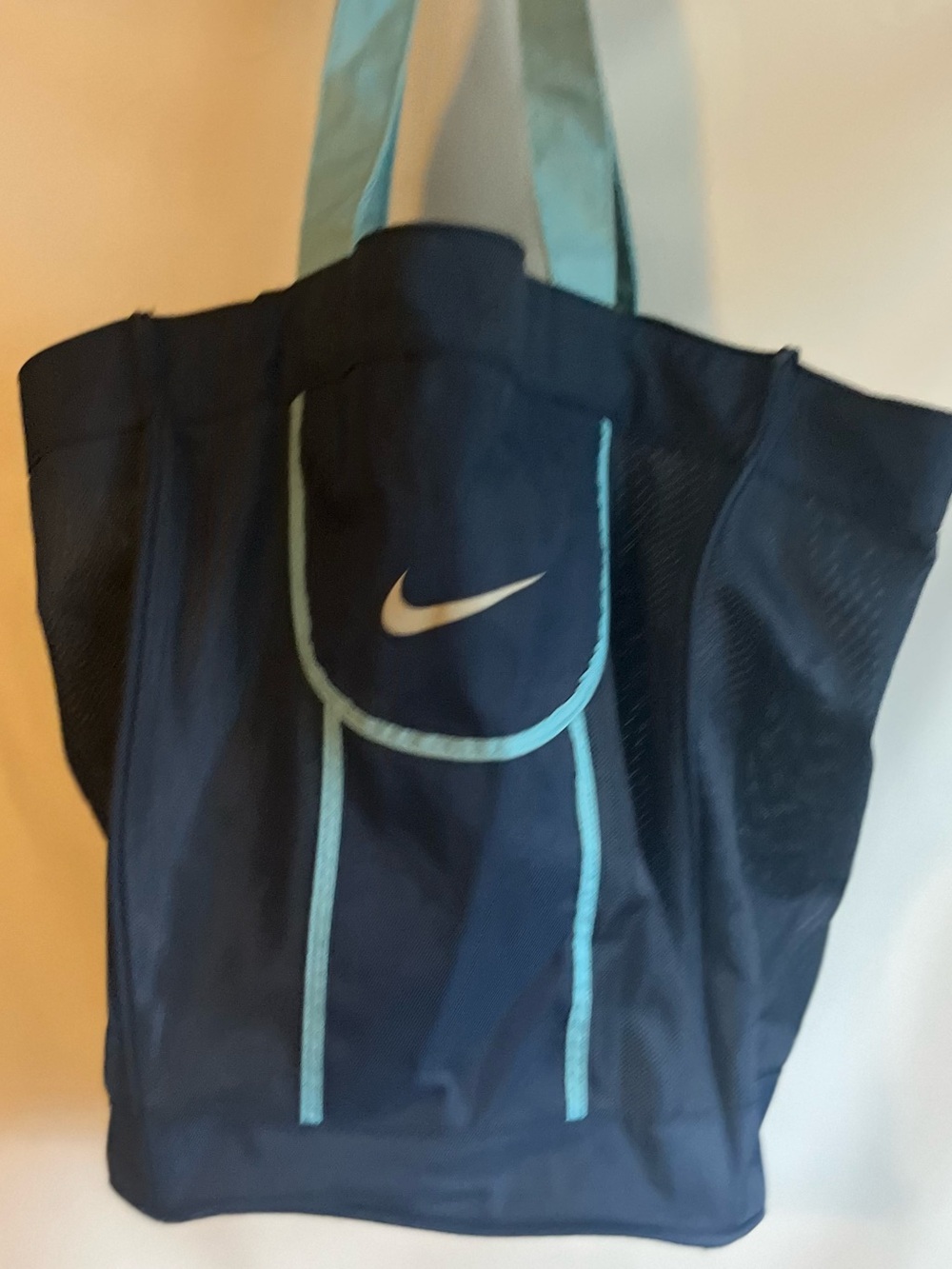 Nike Navy Tote with Light Blue Accents and White Swoosh